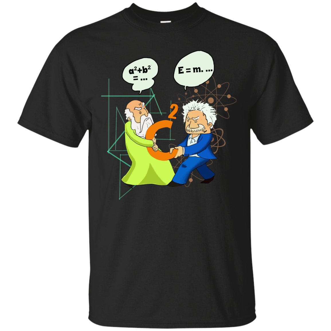 Pythagoras vs Einstein t-shirt, tank, hoodie