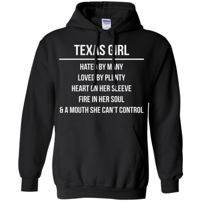 Texas girl hated by many loved by plenty heart on her sleeve shirt, tank
