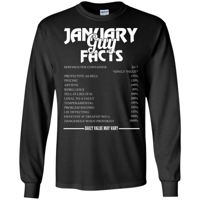 January guy facts servings per container shirt, tank, long sleeve