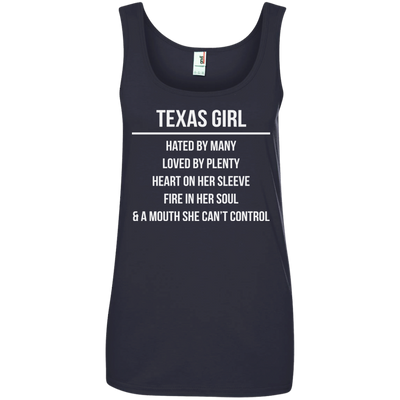 Texas girl hated by many loved by plenty heart on her sleeve shirt, tank