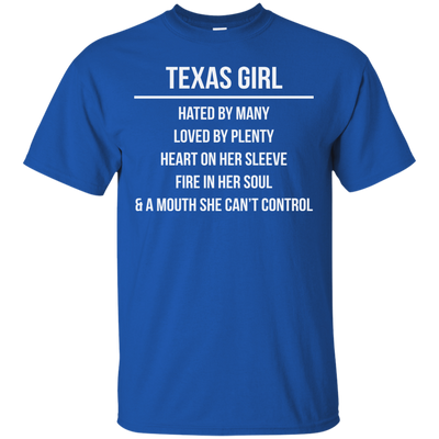 Texas girl hated by many loved by plenty heart on her sleeve shirt, tank