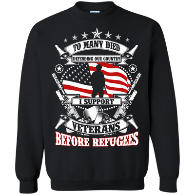 To Many Died Defending Our Country I Support Veterans shirt