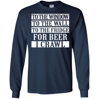 To the window to the wall to fridge for beer shirt, tank, hoodie