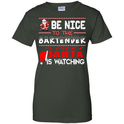 Be Nice to the Bartender Santa is Watching Shirt, Hoodie, Tank - ifrogtees