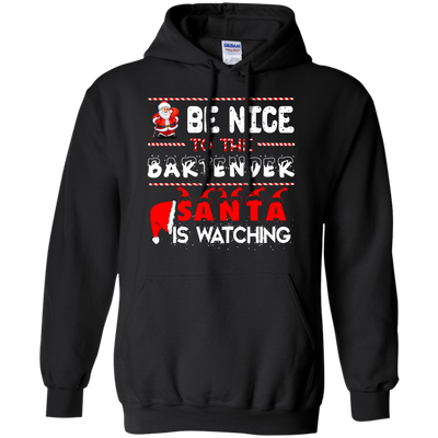 Be Nice to the Bartender Santa is Watching Shirt, Hoodie, Tank - ifrogtees