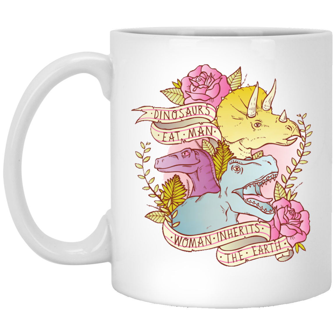 Dinosaurs eat man woman inherits the Earth mug: Jurassic Park