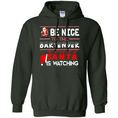 Be Nice to the Bartender Santa is Watching Shirt, Hoodie, Tank - ifrogtees
