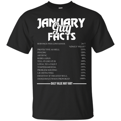 January guy facts servings per container shirt, tank, long sleeve