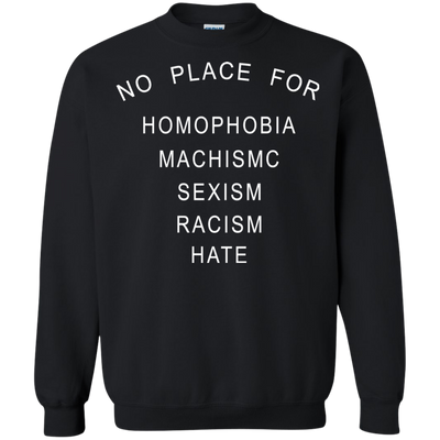 No place for homophobia fascism sexism racism hate shirt, tank, hoodie
